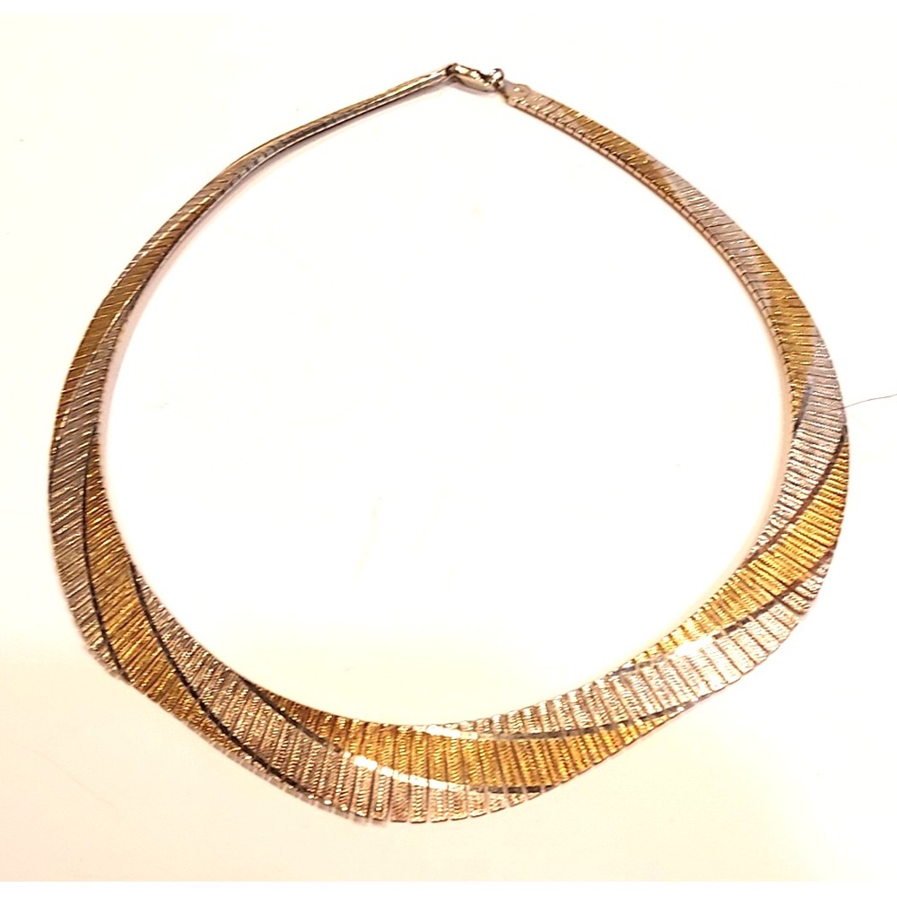 MILOR Italy 925 Sterling Multi Tone Graduated Herringbone Necklace 31g 20.25"